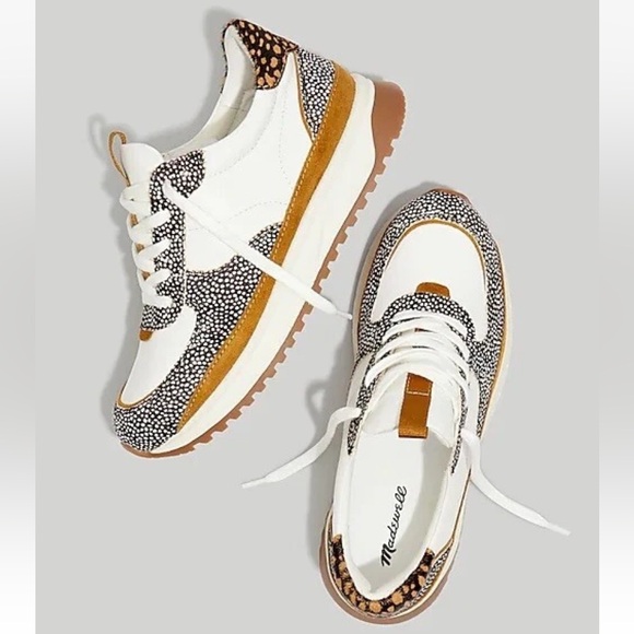 Madewell Shoes - Madewell 10 Kickoff Trainer Sneakers in Leather and Spot Mix Calf Hair Women's